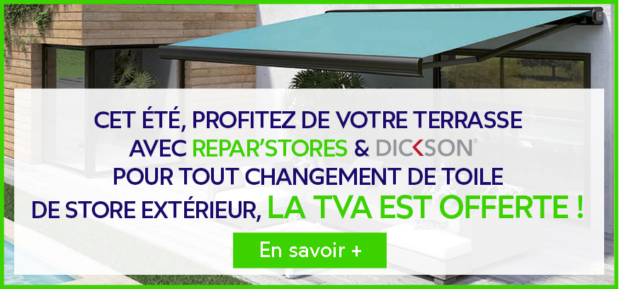 La TVA offerte* sur le remplacement de toile de stores extérieurs !